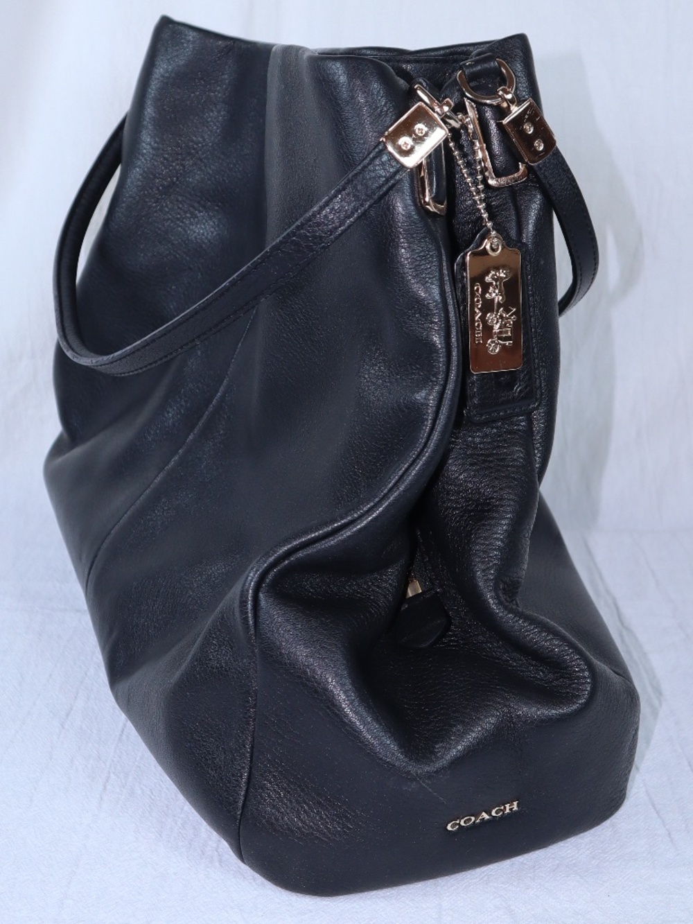 Coach Madison Phoebe Black Pebbled Leather 3 Compartment Should Bag - Picture 3 of 16